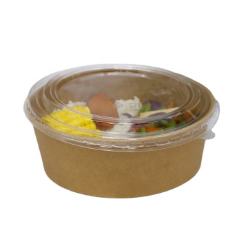 Disposable Kraft paper salad blows 750 ml with PET PP lid take away food container